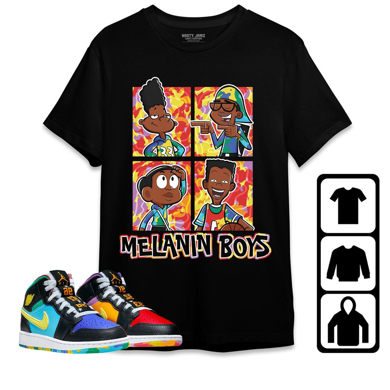 Melanin Boys Unisex Tees Jordan 1 Mid GS Six Championships Sweatshirt to match Sneaker, Outfit Birthday Gift.jpg