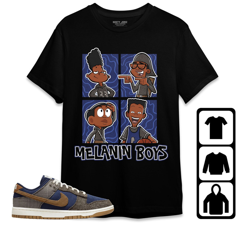Melanin Boys Unisex Tees Dunk Low Tweed Corduroy Sweatshirt to match Sneaker, Outfit Birthday Gift.jpg