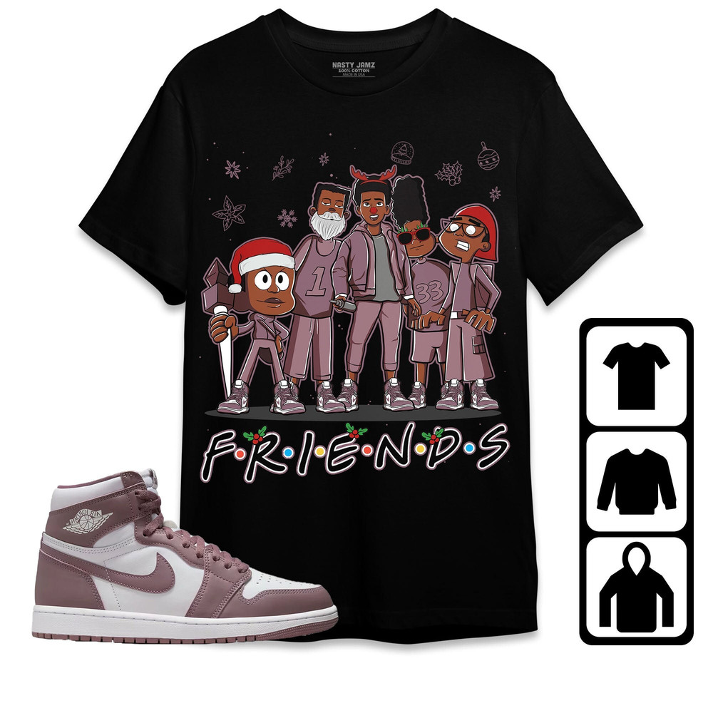 Melanin Boys Friends Xmas Unisex Tees Jordan 1 High OG Mauve, Sweatshirt to match Sneaker, Outfit Birthday Gift.jpg