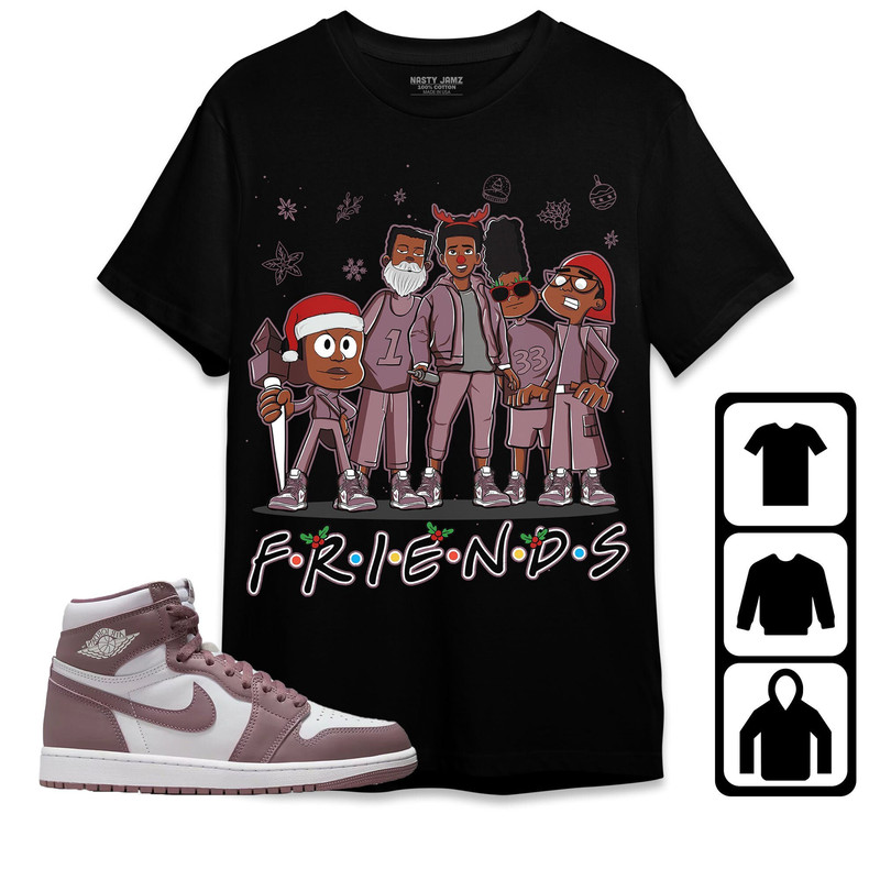 Melanin Boys Friends Xmas Unisex Tees Jordan 1 High OG Mauve, Sweatshirt to match Sneaker, Outfit Birthday Gift.jpg