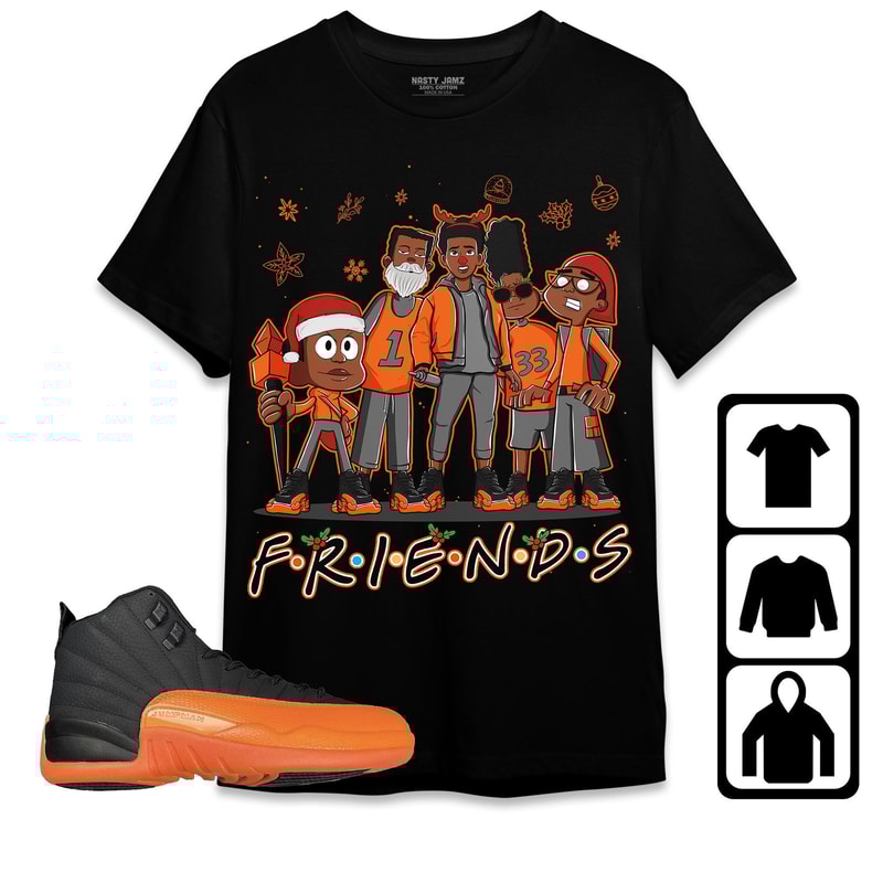Melanin Boys Friends Xmas Unisex Tees Jordan 12 Brilliant Orange, Sweatshirt to match Sneaker, Outfit Birthday Gift.jpg