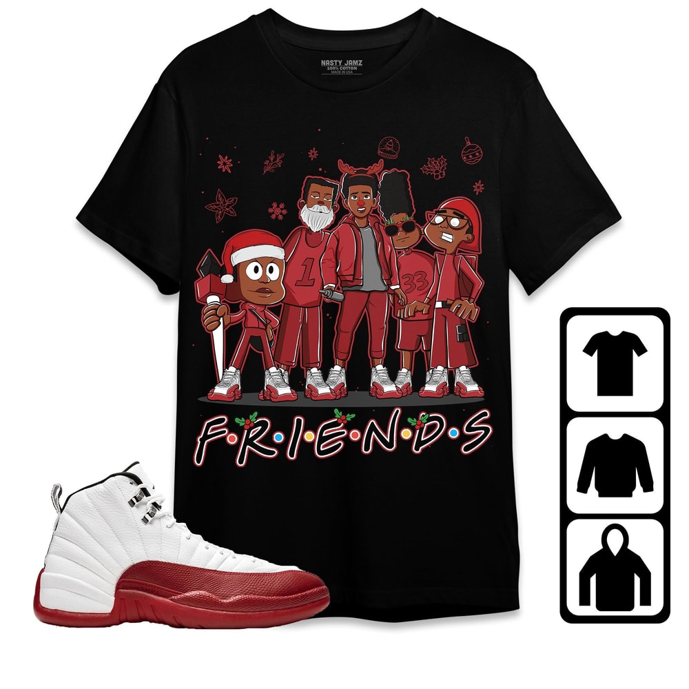 Melanin Boys Friends Xmas Unisex Tees Jordan 12 Cherry, Sweatshirt to match Sneaker, Outfit Birthday Gift.jpg