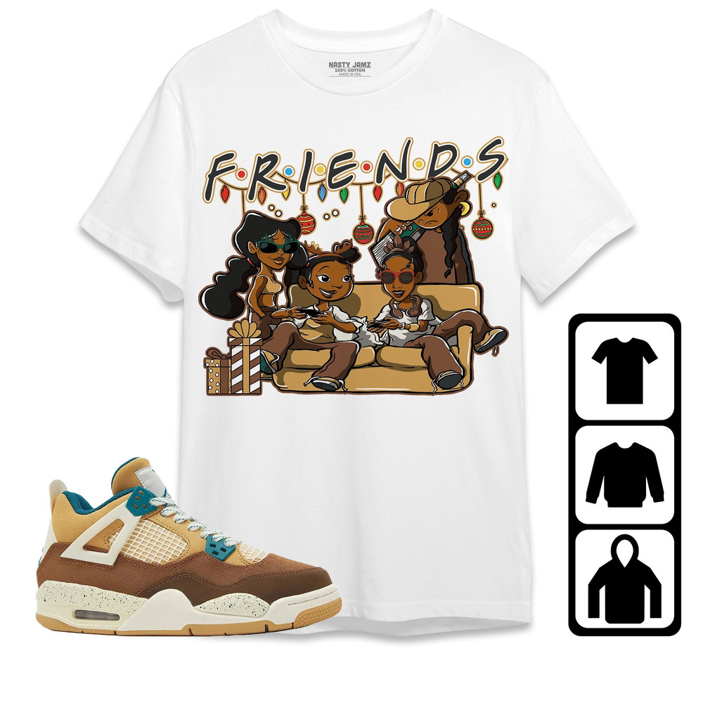 Melanin Friends Xmas Unisex Tees Jordan 4 Cacao Wow, Sweatshirt to match Sneaker, Outfit Birthday Gift.jpg