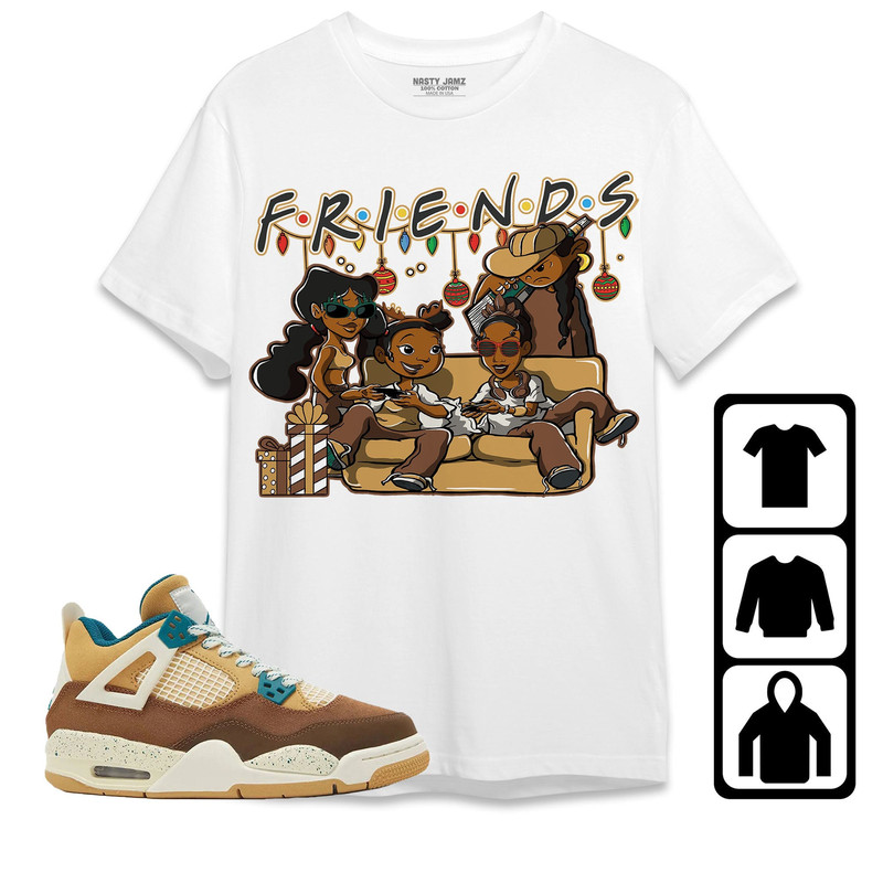 Melanin Friends Xmas Unisex Tees Jordan 4 Cacao Wow, Sweatshirt to match Sneaker, Outfit Birthday Gift.jpg
