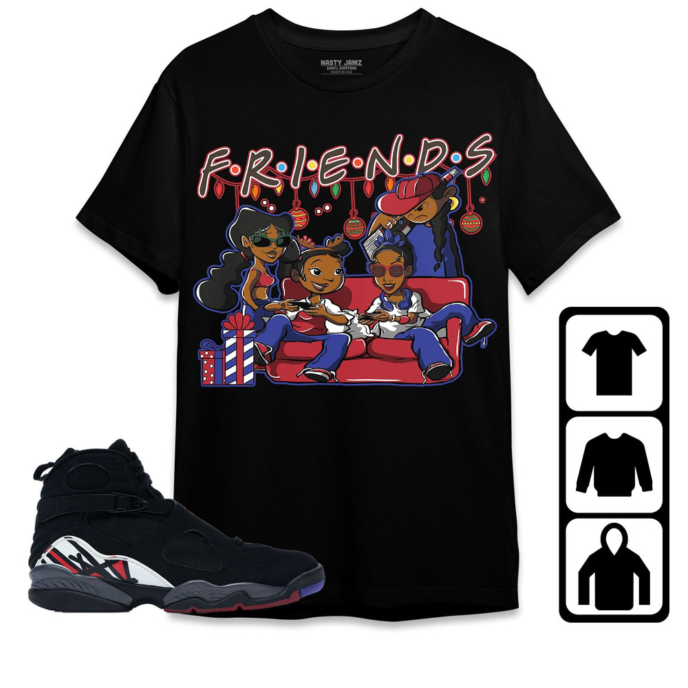 Melanin Friends Xmas Unisex Tees Jordan 8 Playoffs, Sweatshirt to match Sneaker, Outfit Birthday Gift.jpg