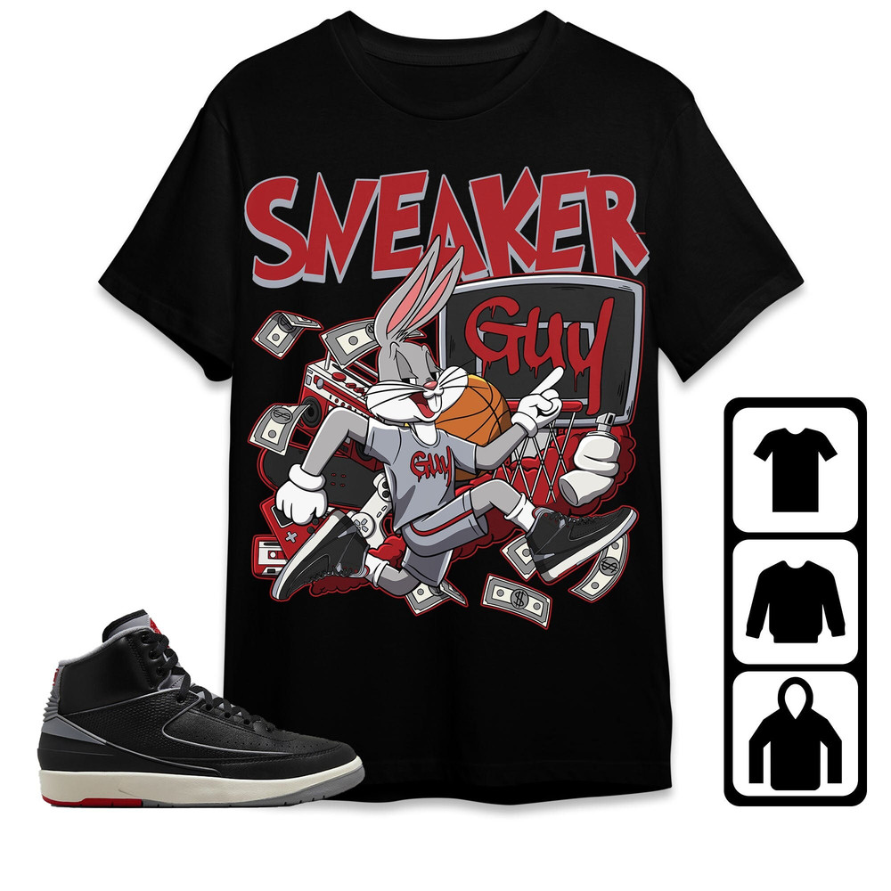 Jordan 2 Black Cement Unisex Shirt, Kid, Toddles Sneaker Guy Bunny, Shirt To Match Sneaker.jpg