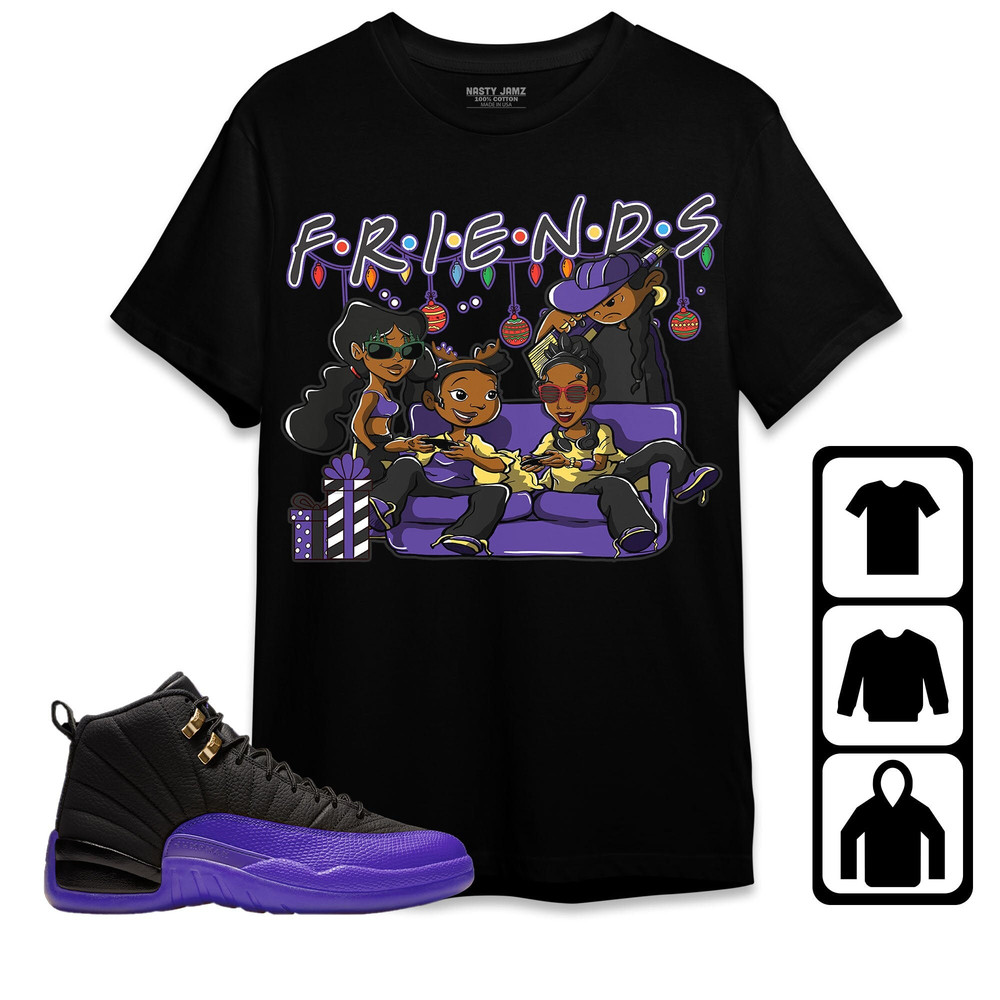 Melanin Friends Xmas Unisex Tees Jordan 12 Field Purple, Sweatshirt to match Sneaker, Outfit Birthday Gift.jpg