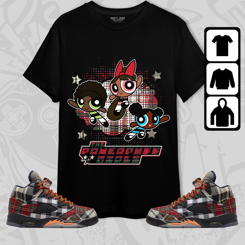 Black Powerpuff Girls.Jordan 5 Plaid Sweatshirt to match Sneaker, Mario Jordan Hoodie.jpg