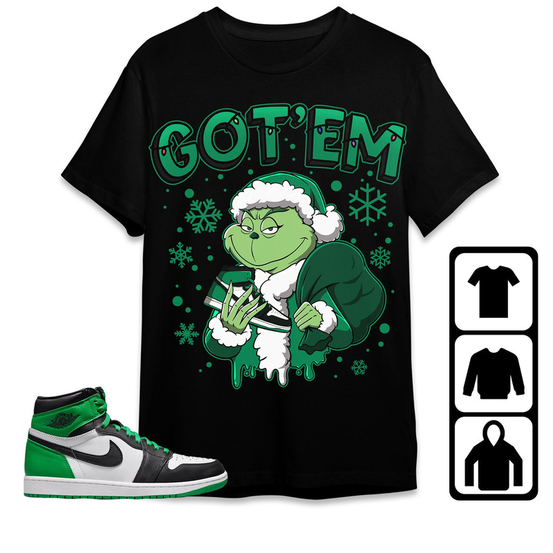 Monster Got Em Unisex Tees Jordan 1 Celtic Lucky Green Sweatshirt to match Sneaker, Outfit Holiday match Jordan Gift Friends.jpg