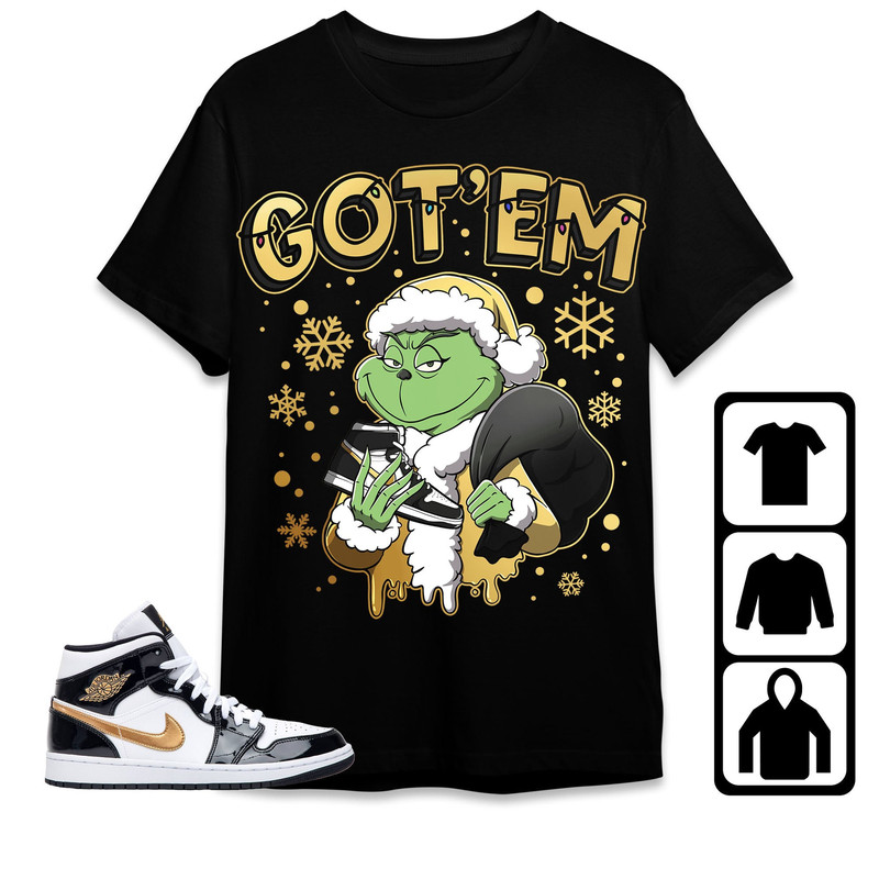 Monster Got Em Unisex Tees Jordan 1 Mid SE Black Gold Sweatshirt to match Sneaker, Outfit Holiday match Jordan Gift Friends.jpg