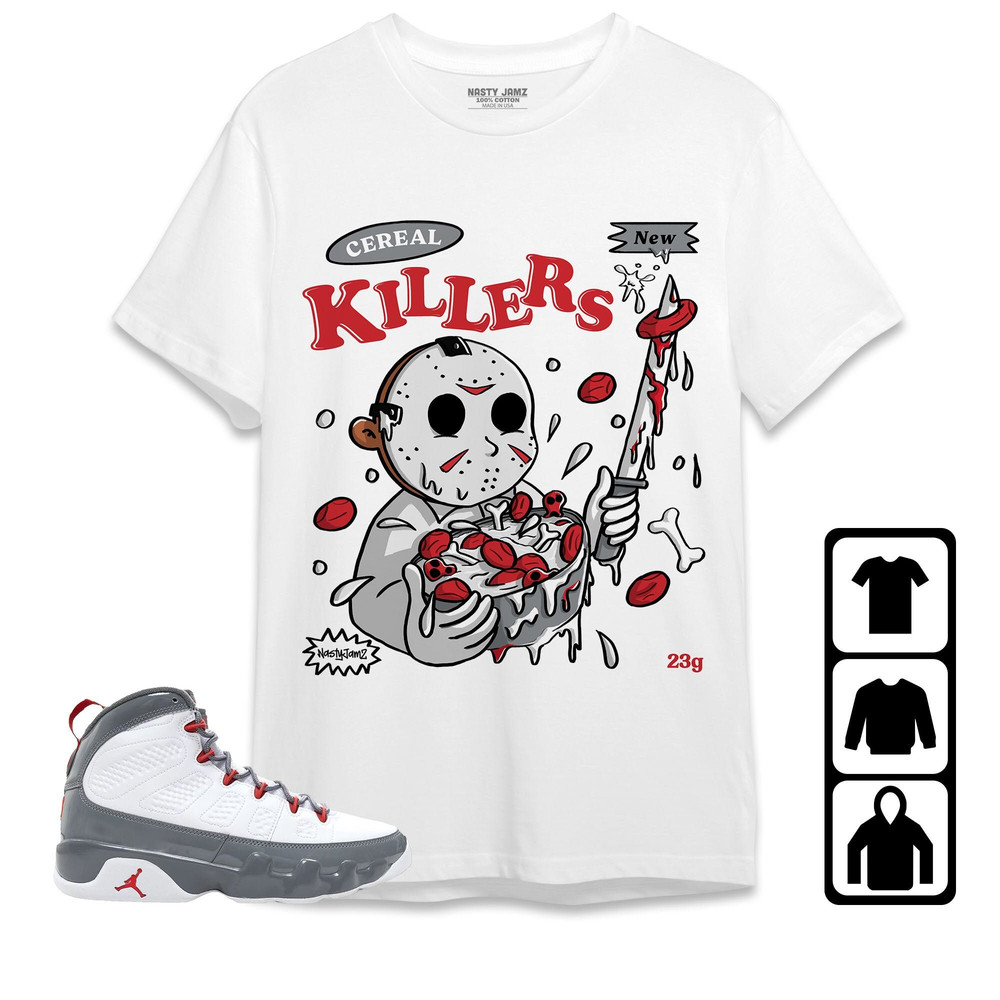 AJ 9 Retro Fire Red Unisex T-Shirt, Sweatshirt, Hoodie, Jason Cereal Killer, Shirt To Match Sneaker.jpg