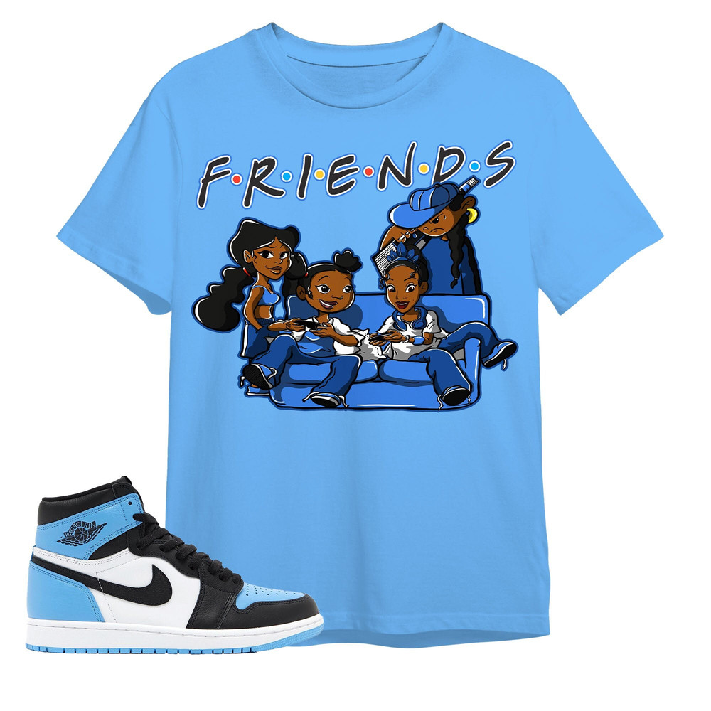 AJ 1 University Blue Toe Unisex Color T-Shirt, Tee, Melanin Friends Sisters, Shirt To Match Sneaker - Light Blue.jpg