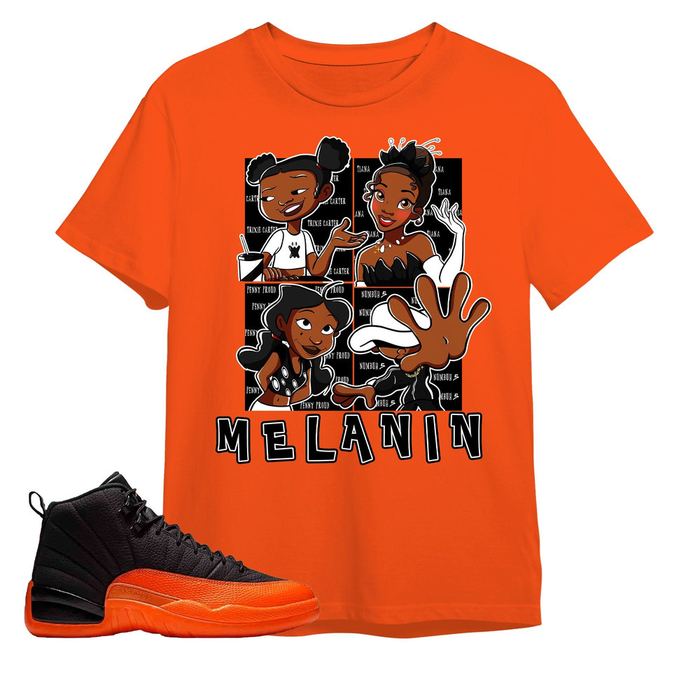 AJ 12 Brilliant Orange Unisex Color T-Shirt, Tee, MELANIN Sisters, Shirt To Match Sneaker - Orange Shirt.jpg