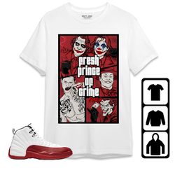 jordan 12 cherry unisex shirt, kid, toddles crime prince joker