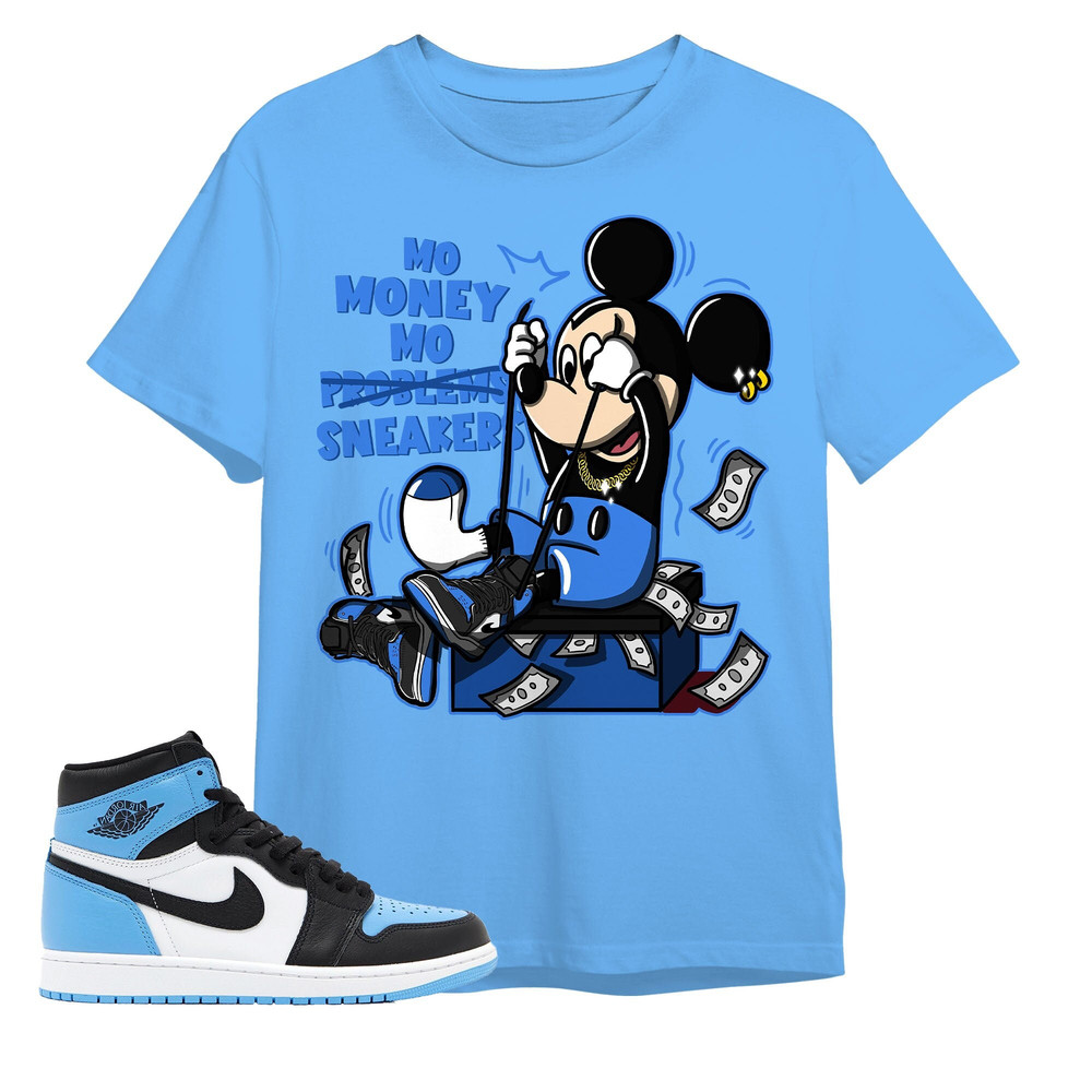 AJ 1 University Blue Toe Unisex Color T-Shirt, Tee, Mo Money Mickey, Shirt To Match Sneaker - Light Blue.jpg