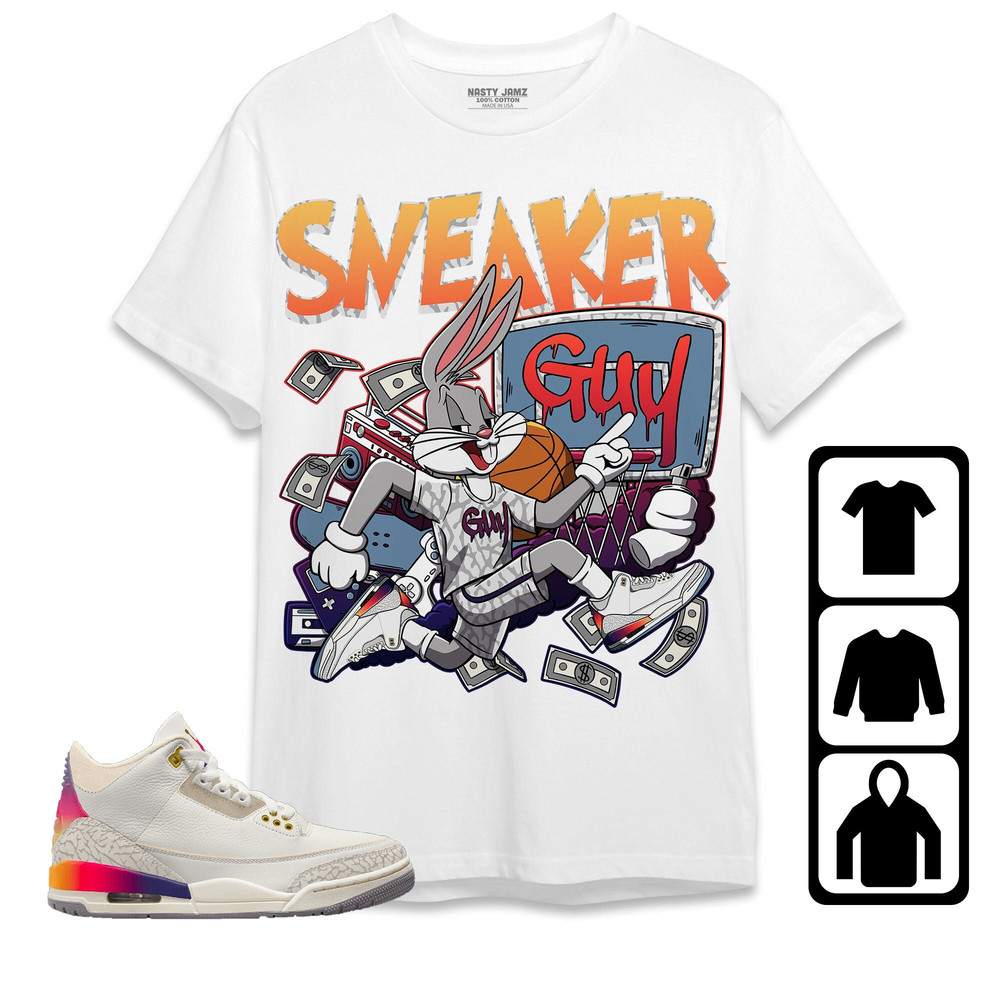 Jordan 3 Medellin Sunset Unisex Shirt, Kid, Toddles Sneaker Guy Bunny, Shirt To Match Sneaker.jpg