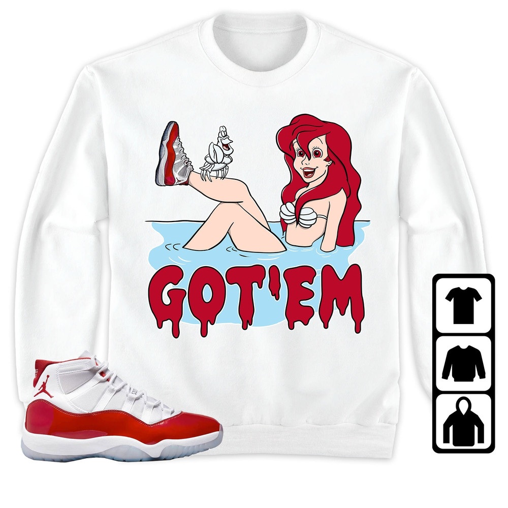 AJ 11 Cherry Unisex T-Shirt, Sweatshirt, Hoodie, Little Mermaid Ariel, Shirt To Match Sneaker.jpg