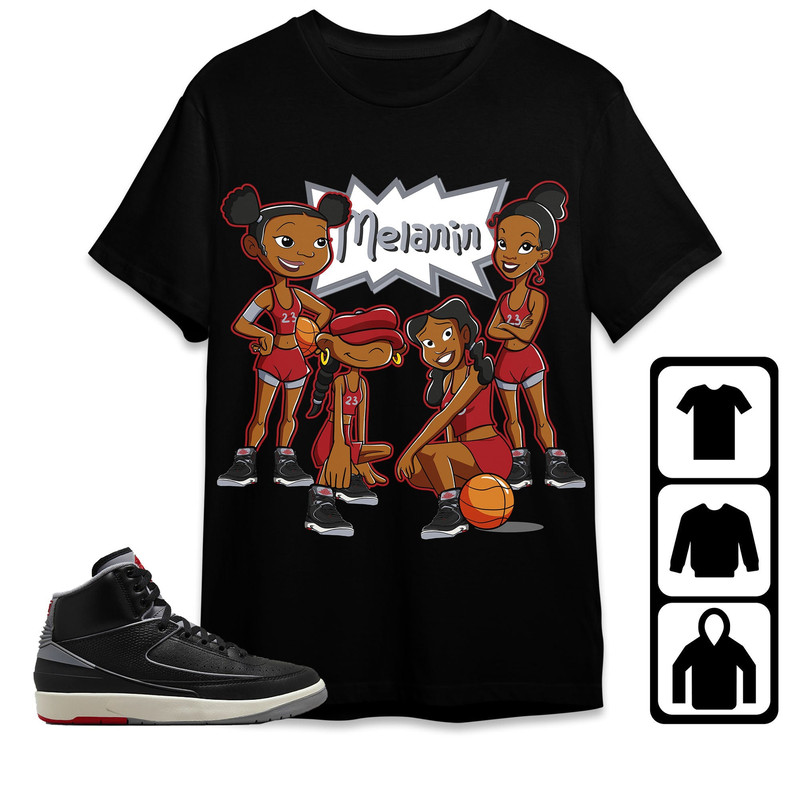 Jordan 2 Black Cement Unisex Shirt, Kid, Toddles Basketball Melanin, Shirt To Match Sneaker.jpg