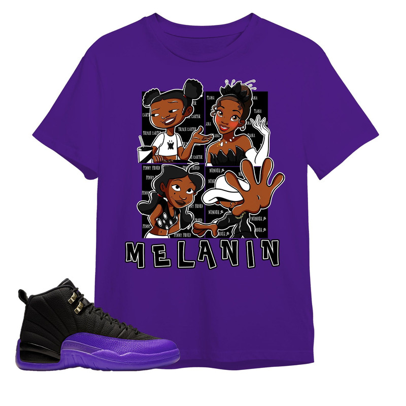 AJ 12 Field Purple Unisex Color T-Shirt, Tee, MELANIN Sisters, Shirt To Match Sneaker - Purple Shirt.jpg