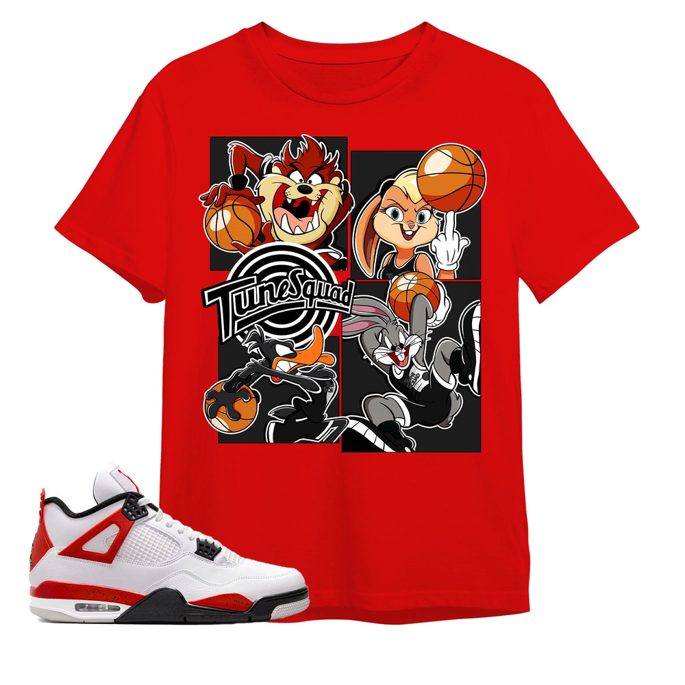 AJ 4 Red Cement Unisex Color T-Shirt, Tee, Bunny Basketball, Shirt To Match Sneaker - Red Shirt.jpg