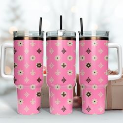pink lv pattern 40oz tumbler wrap, 20oz tumbler, tumbler wrap design