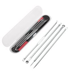Spot Cleaner Beauty Skin Care Tool Kit, Acne Needle Blackhead Blemish Squeeze Pimple Extractor Remover, 4PCS/Set Dual