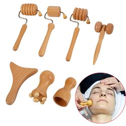 Therapy Meridian Massage Roller Lifting Skin Care Beauty Health, 1PC Facial Maderotherapy Massager Wooden