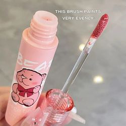 Lip Gloss Lasting And Not Easy To Fade ,Korean Mirror Moisturizing Lip Gloss  ,Gege Bear Pink Cute Bear Lip Glaze