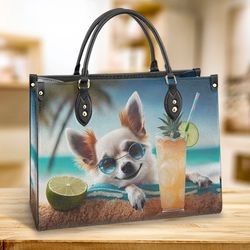 Chihuahua Wearing Sunglasses On Beaches Bag, Chihuahua Bag, Dog Lover Bag