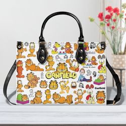 Garfield Leather Bag Handbag, Custom Leather Bag,Garfield Women Bags Purses,Garfield Lovers Handbag,Woman Handbag,Handm