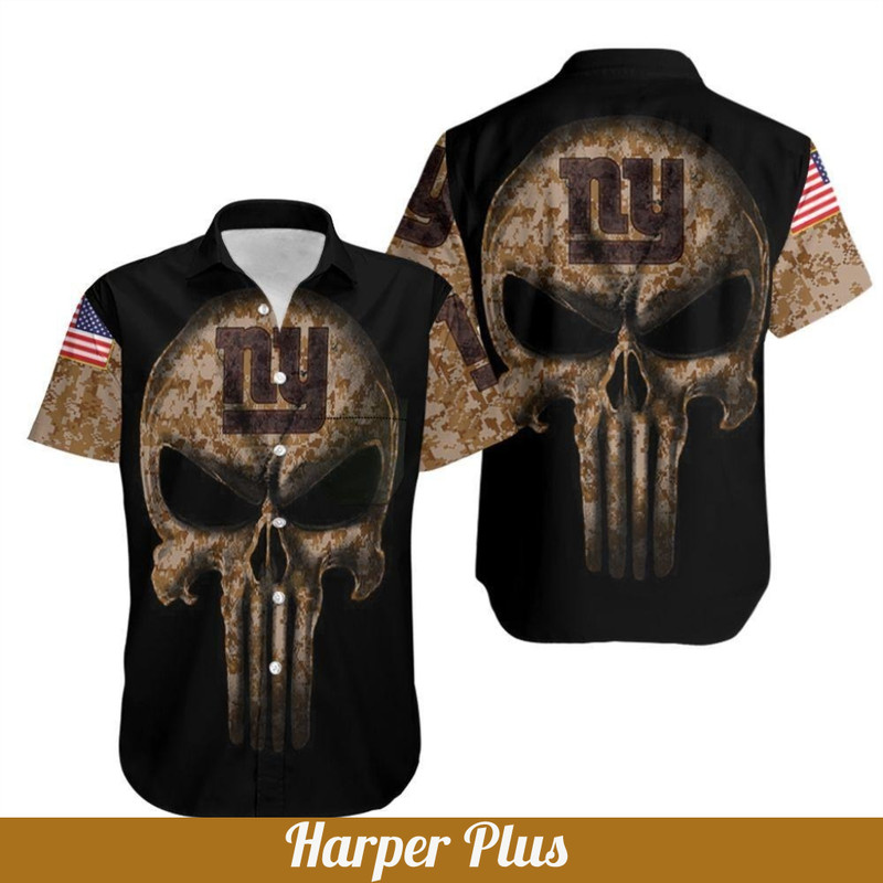 Beach Camouflage Skull American Flag NY Giants Hawaiian Shirt.jpg