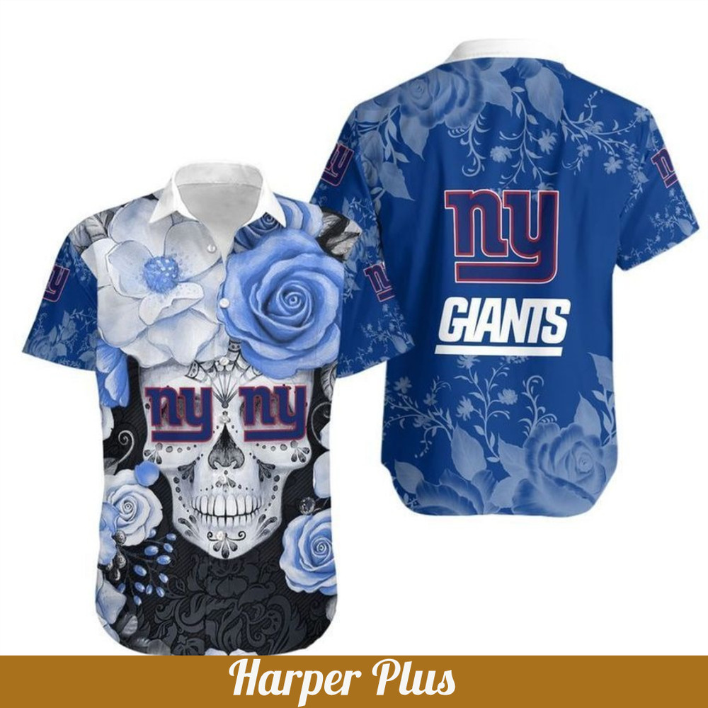 NY Giants Hawaiian Shirt Skull For Fan Short Sleeve Shirts.jpg