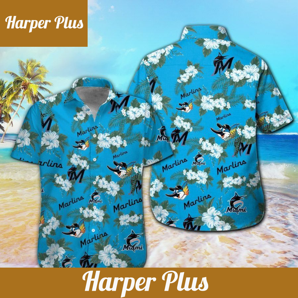 Miami Marlins Short Sleeve Button Up Tropical Hawaiian Shirt VER03 - Trendy Aloha.jpg