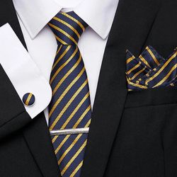 Business Ties Hanky Cufflink Tie Clips Set For Men Green Necktie Corbatas Suit