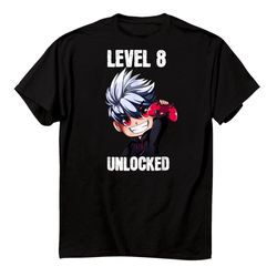 8 th birthday boy level unlocked gaming gifts teen shirt
