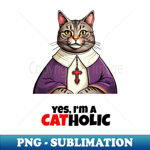 Catholic Priest Cat funny design - Exclusive PNG Sublimation Download -  Perfect for Creative Projects