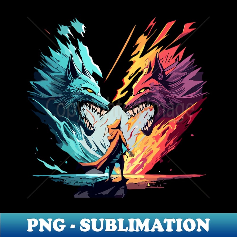 Two Wolves Png Two wolves fiercely staring at each other T-Shirt Design - P | Inspire ...