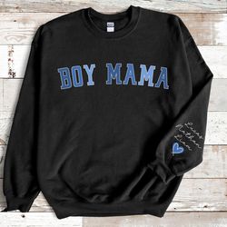 custom boy mama sweatshirt, boy mama with kids names on sleeve, personalized mom sweatshirt, custom