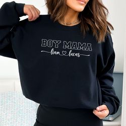 custom boy mama sweatshirt, boy mama custom christmas gift, personalized mom sweatshirt, custom mama