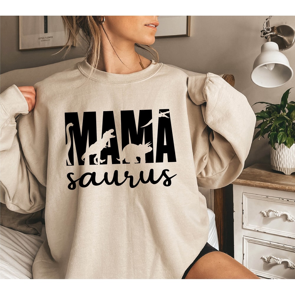 Mama Saurus Sweatshirt, Dinosaur Mom Sweatshirt, Cute Mama Sweatshirt, Funny Mom Sweatshirt, Mothers Day Gift, Strong Mama Sweatshirt.jpg