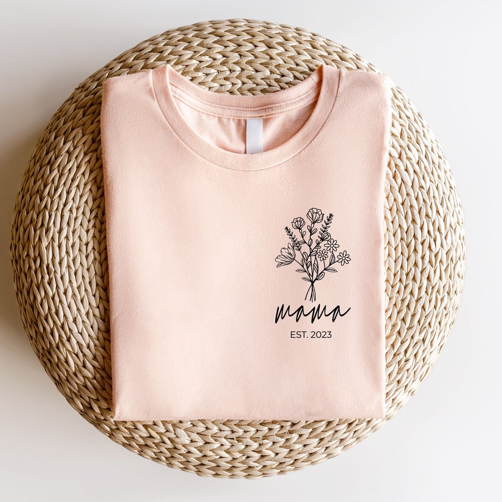 Personalize Floral Mom Christmas Gift Shirt, Mothers Day Gift, New Mom Announcement Shirt, Cute Mom Shirt, Mama Shirt, Mothers Day Shirt.jpg