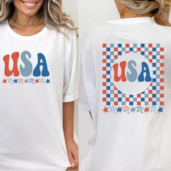 retro usa shirt printed front and back, 4th of july tee, retro funny fourth shirt, womens 4th of jul