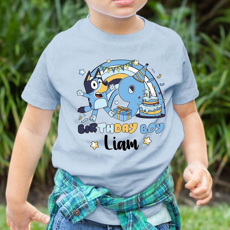 Custom Birthday Boy Bluey Toddler Shirt Bluey Birthday Party Shirt Personalized Bluey Boy Shirt Birthday Boy Toddler Youth Shirt.jpg