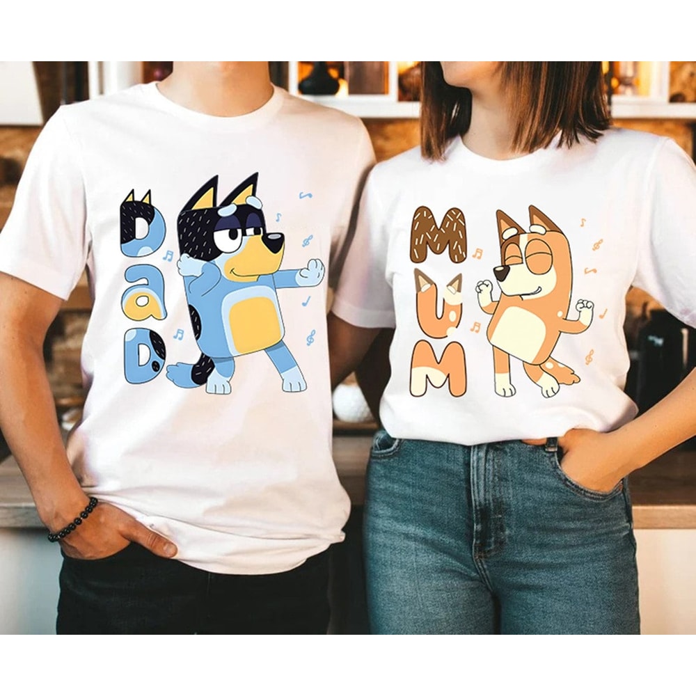 Retro Bluey Family Shirts Family Matching Shirts Bandit Heeler Shirt Bluey Birthday Tee Bandit Chili Bingo Bluey Dad Bluey Mum 1.jpg