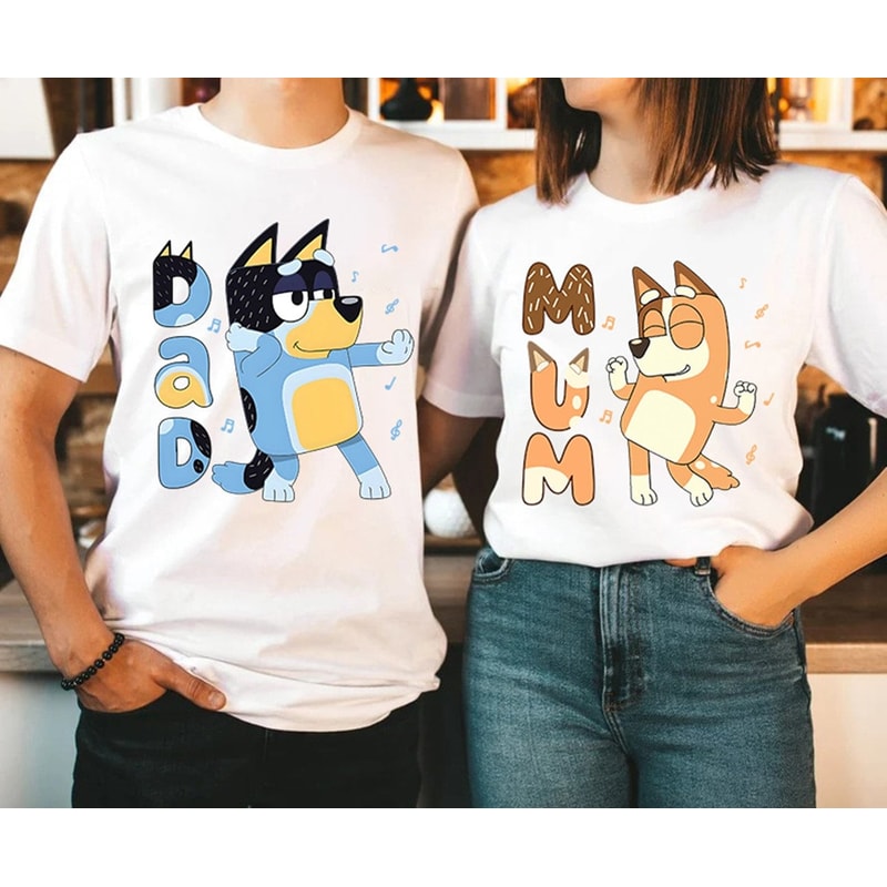 Retro Bluey Family Shirts Family Matching Shirts Bandit Heeler Shirt Bluey Birthday Tee Bandit Chili Bingo Bluey Dad Bluey Mum 1.jpg