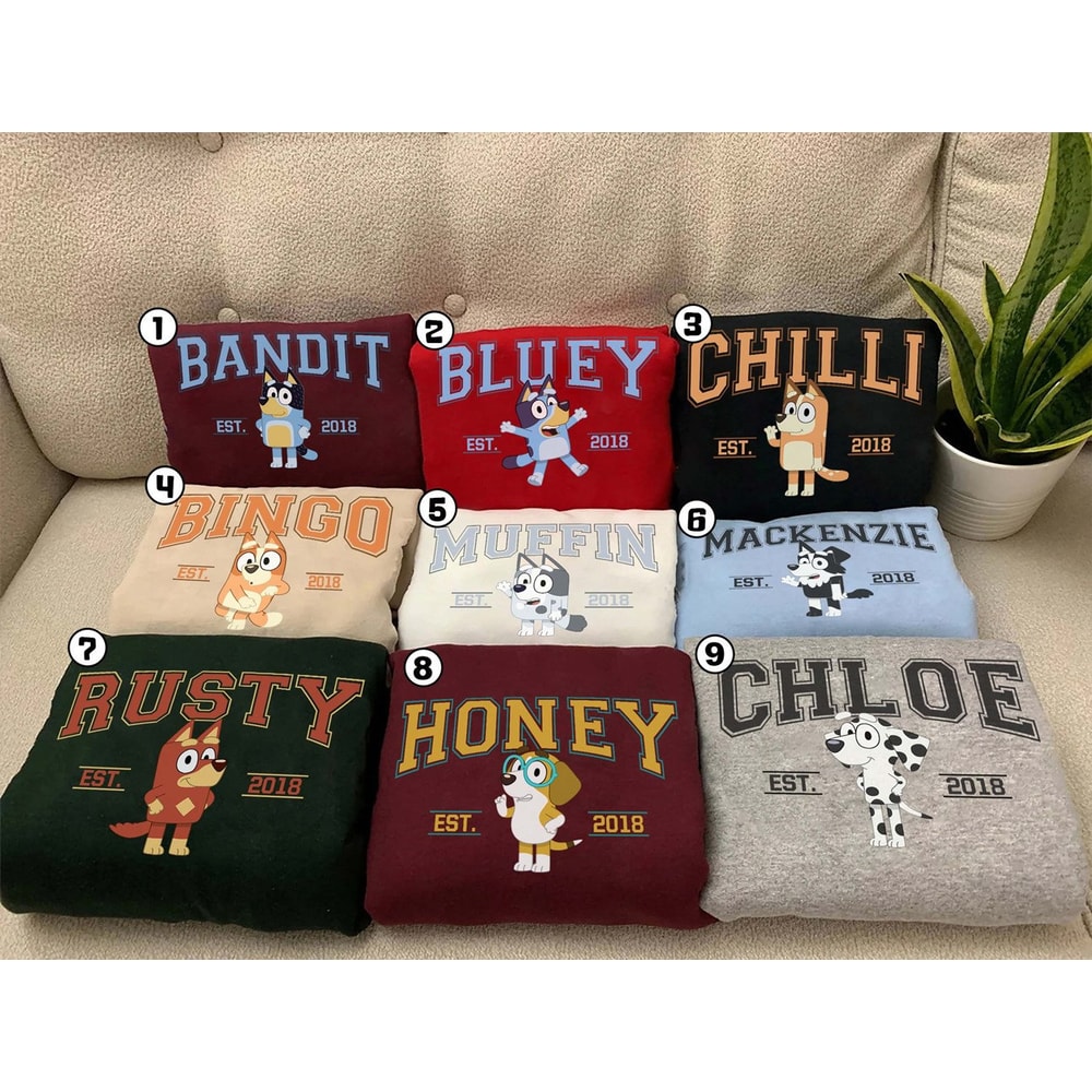 Bluey Character Shirt, Muffin Cupcake Heeler Shirt, Bluey Shirt, Bluey And Bingo Shirt, Personalized Bluey Family Shirt, Heeler Family Shirt.jpg