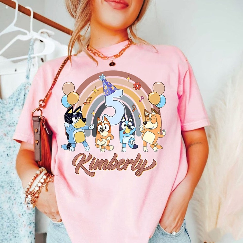 Personalized Bluey Birthday Shirt Custom Birthday Boy Shirt Bluey Toddler Shirt Bluey Matching Family Shirt Bandit Chili Bingo Shirt 1.jpg