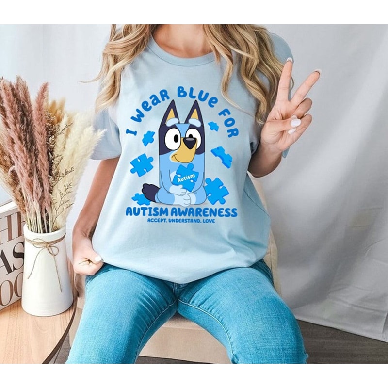 Bluey Autism Shirt Bluey Bingo Autism Shirt Bluey Autism Kids Shirt Bluey I Wear Blue For Autism Awareness Bluey Family Shirts.jpg