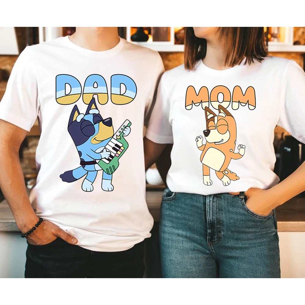 Retro Bluey Family Shirts Family Matching Shirts Bandit Heeler Shirt Bluey Birthday Tee Bandit Chili Bingo Bluey Dad Bluey Mum.jpg