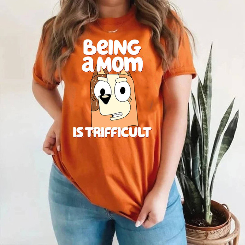 Bluey Chilli Being A Mom Is Trifficult Shirt, Bluey Mom Shirt, Retro Chilli Heeler Shirt, Bluey Cool Mom Club Shirt, Bluey Family Sweater.jpg